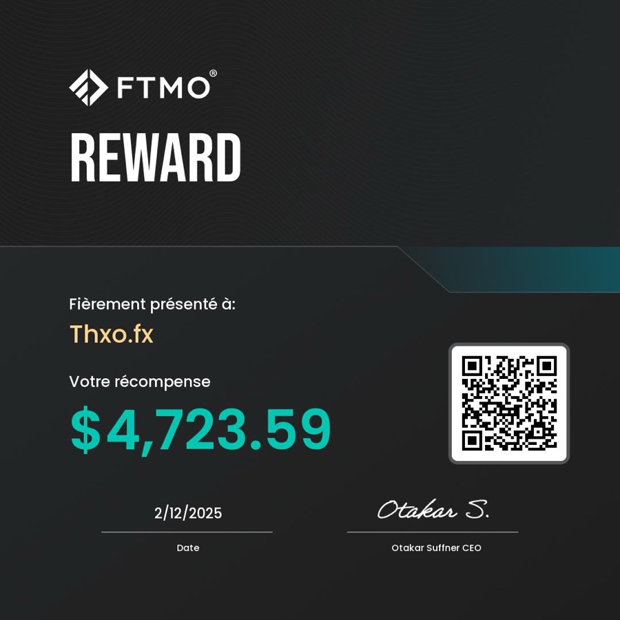 Certificat FTMO : récompense de 4 723 $